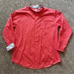 CINCH men’s lightweight red long sleeve button down shirt size XXL